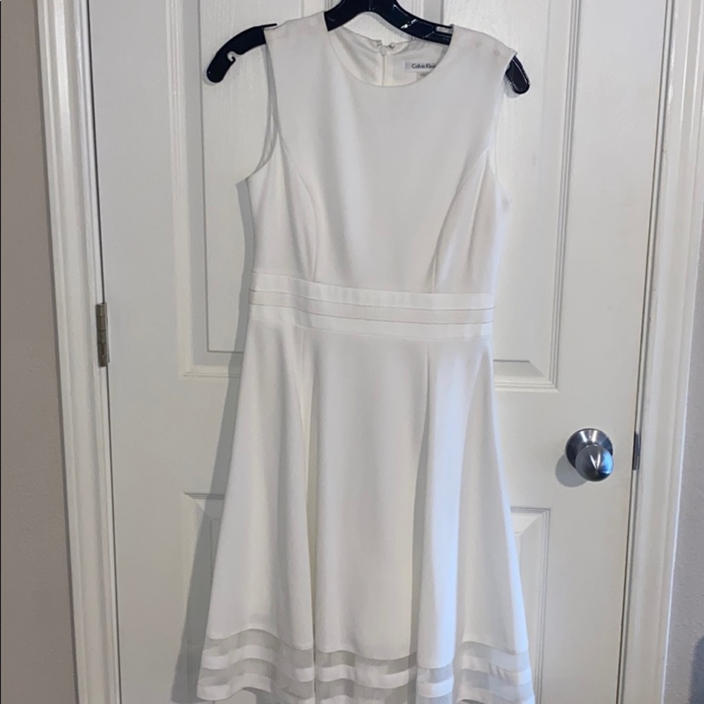 Calvin Klein Illusion Hem Crepe A-Line Dress